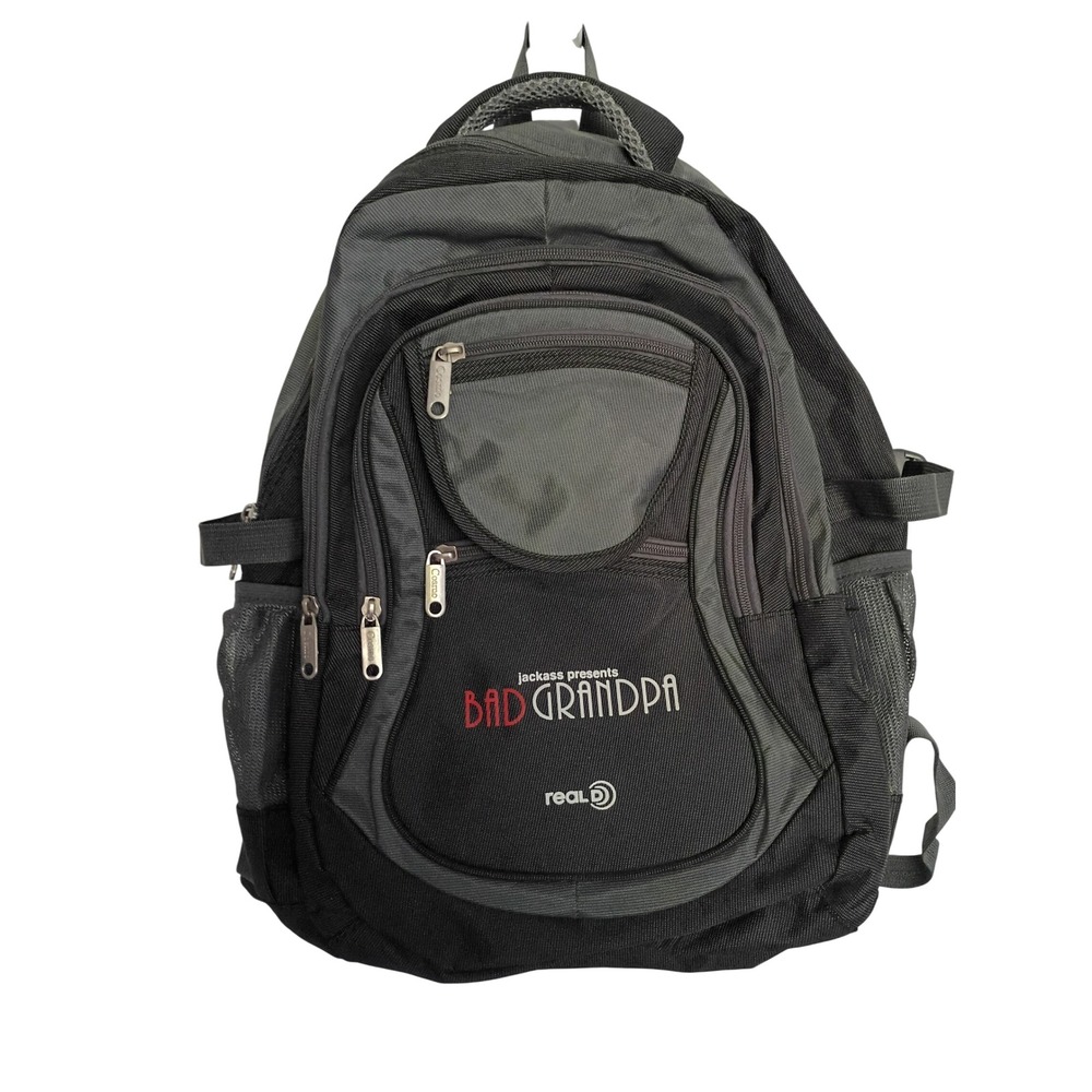 Jackass Presents Bad Grandpa Movie Promo Backpack Black Grey RealD 3D Travel Bag